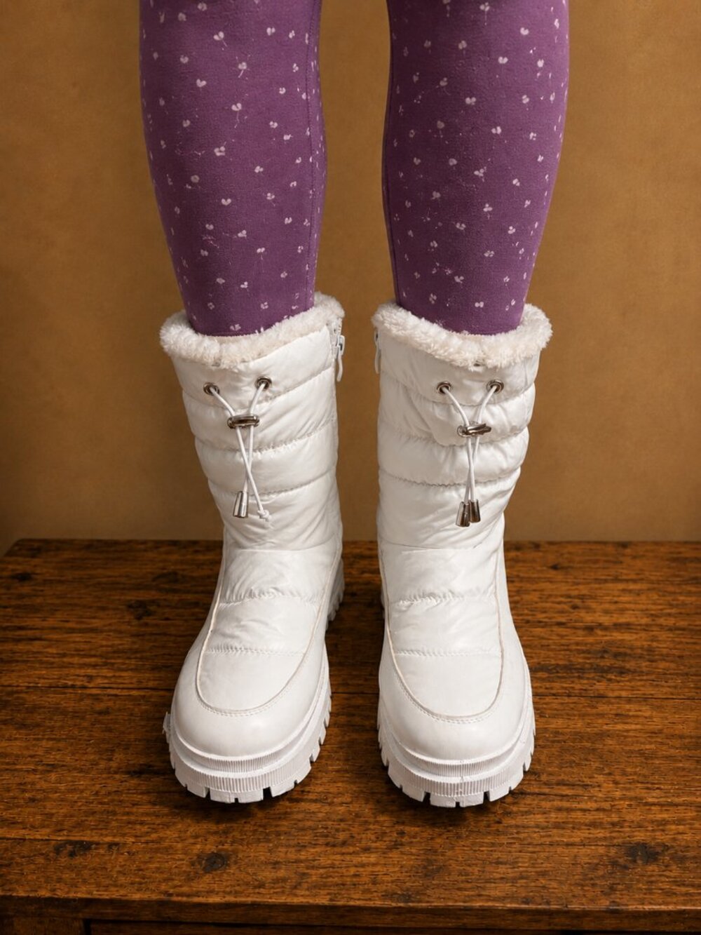 Kayleen Frosty-75 White Puffer Snow Boots Faux Fur Women’s Size 9